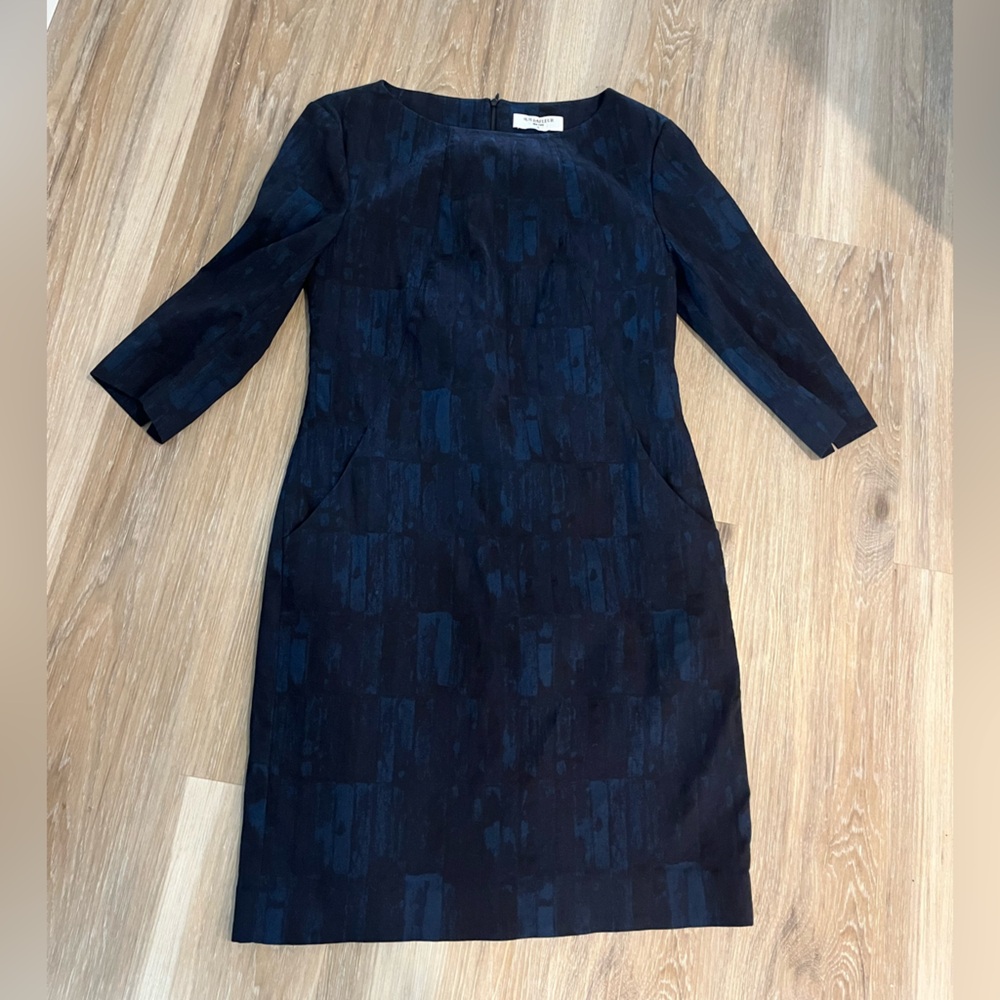 MM LaFleur Etsuko Dress Size 12 Blue Geometric - Picture 2 of 6